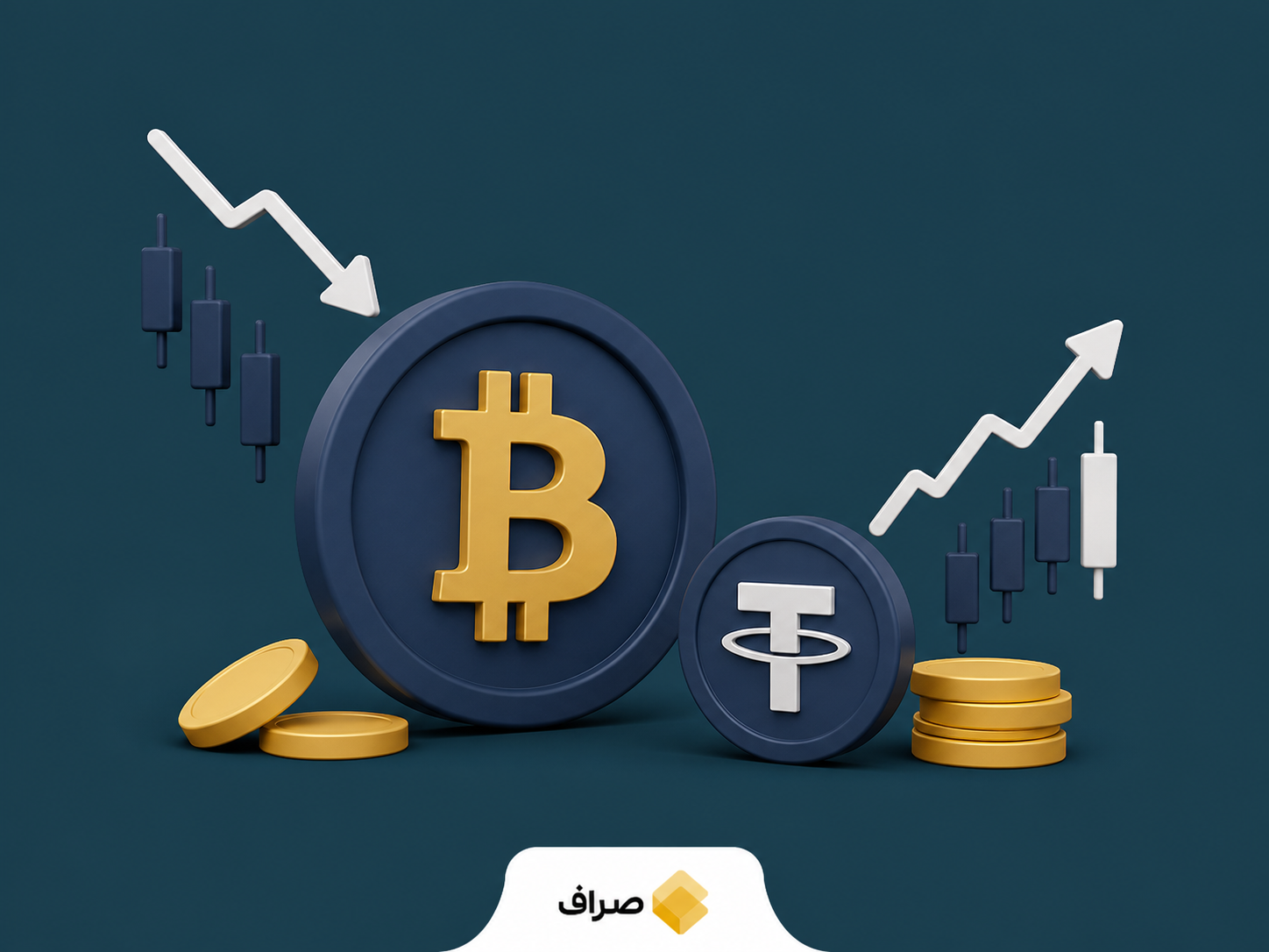 نمودار افت بیت‌کوین و افزایش قیمت تتر در پی تشدید تنش ایران و آمریکا
