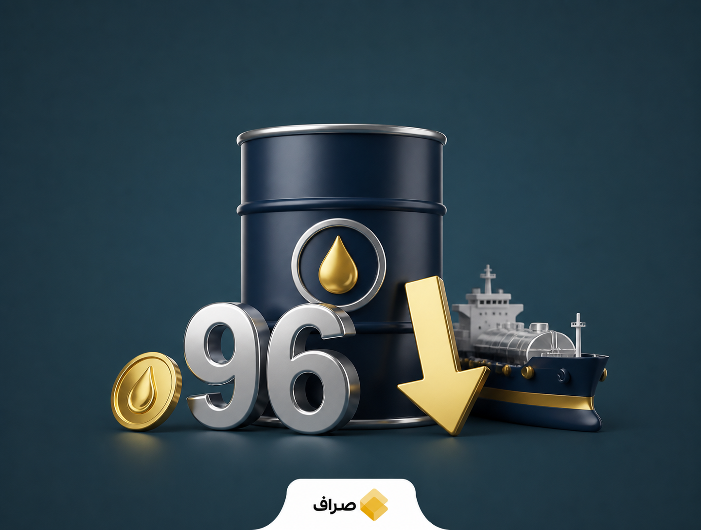 نمودار و تصویر مفهومی کاهش قیمت نفت برنت به زیر ۱۰۰ دلار