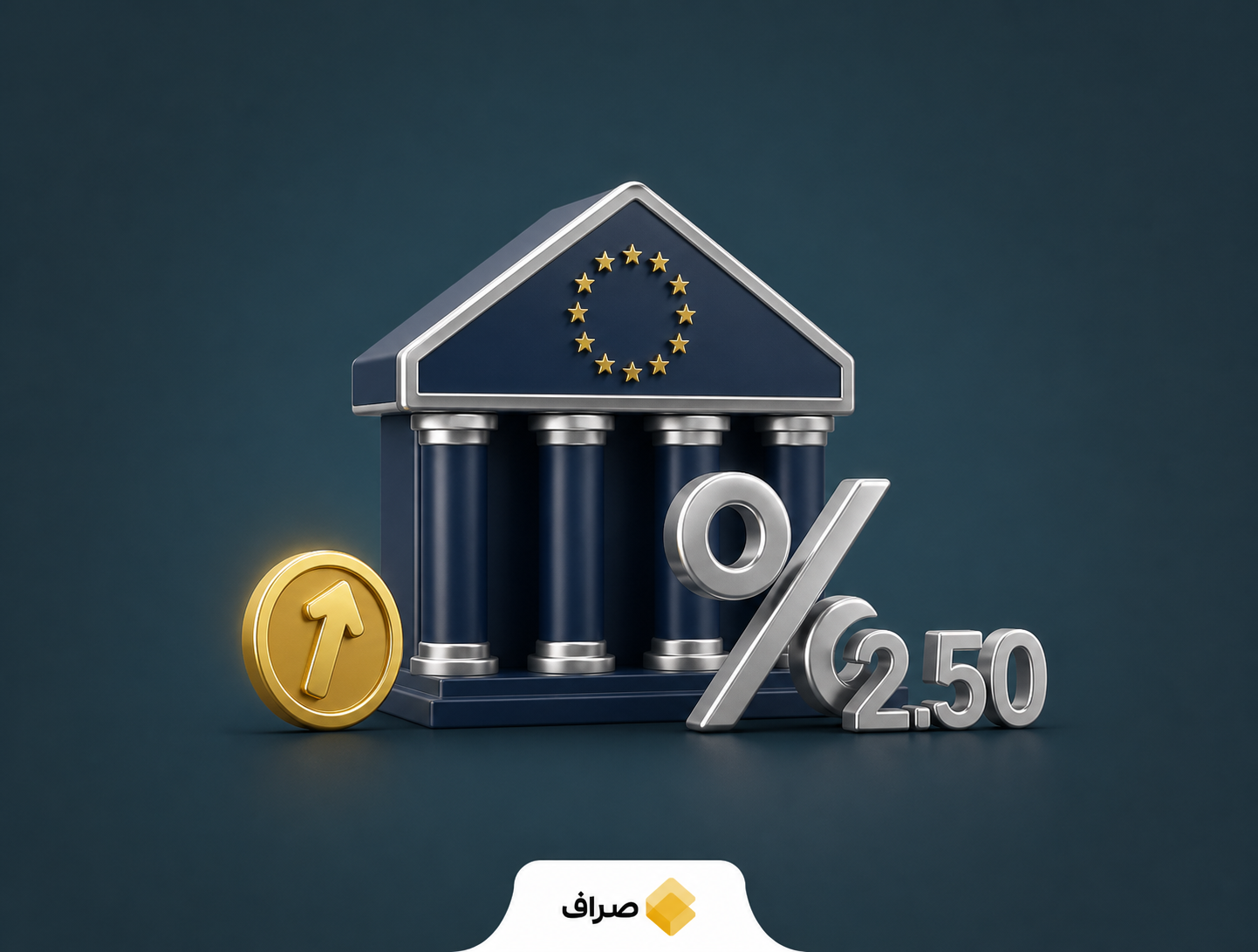ساختمان بانک مرکزی اروپا و نمودار افزایش قیمت نفت